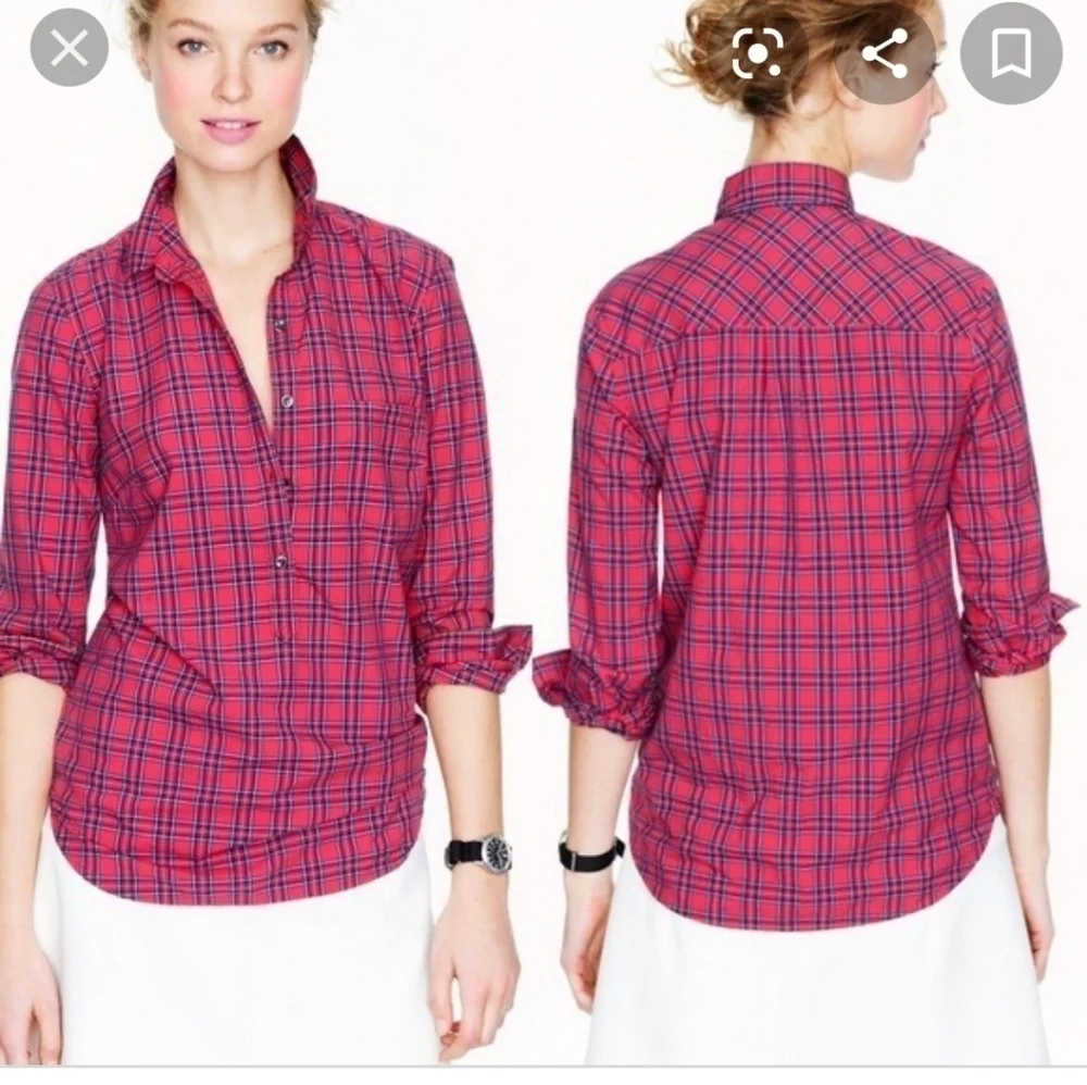 J. Crew Red Plaid Tunic 2